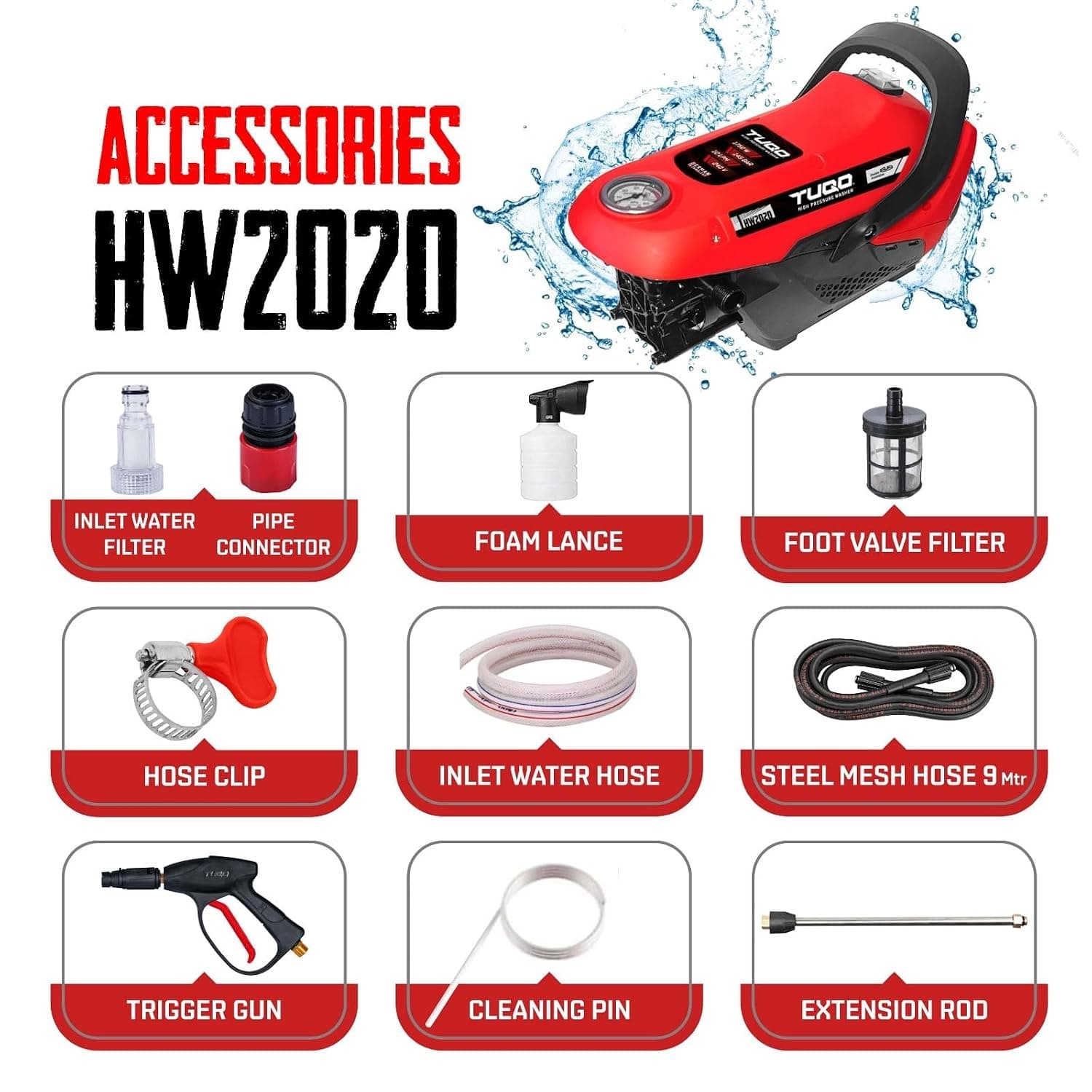 TUQO High Pressure Washer HW2020 | 145 Bar | 1750W thumbnail 4