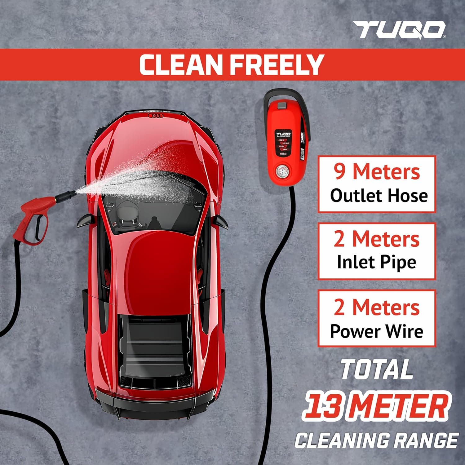 TUQO High Pressure Washer HW2020 | 145 Bar | 1750W thumbnail 5