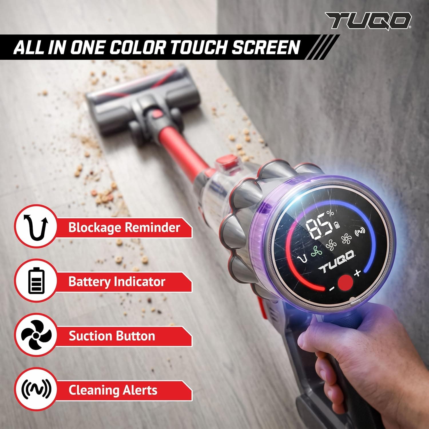 TUQO Cordless Vacuum Cleaner ASB900 | 35Kpa | 700W thumbnail 4