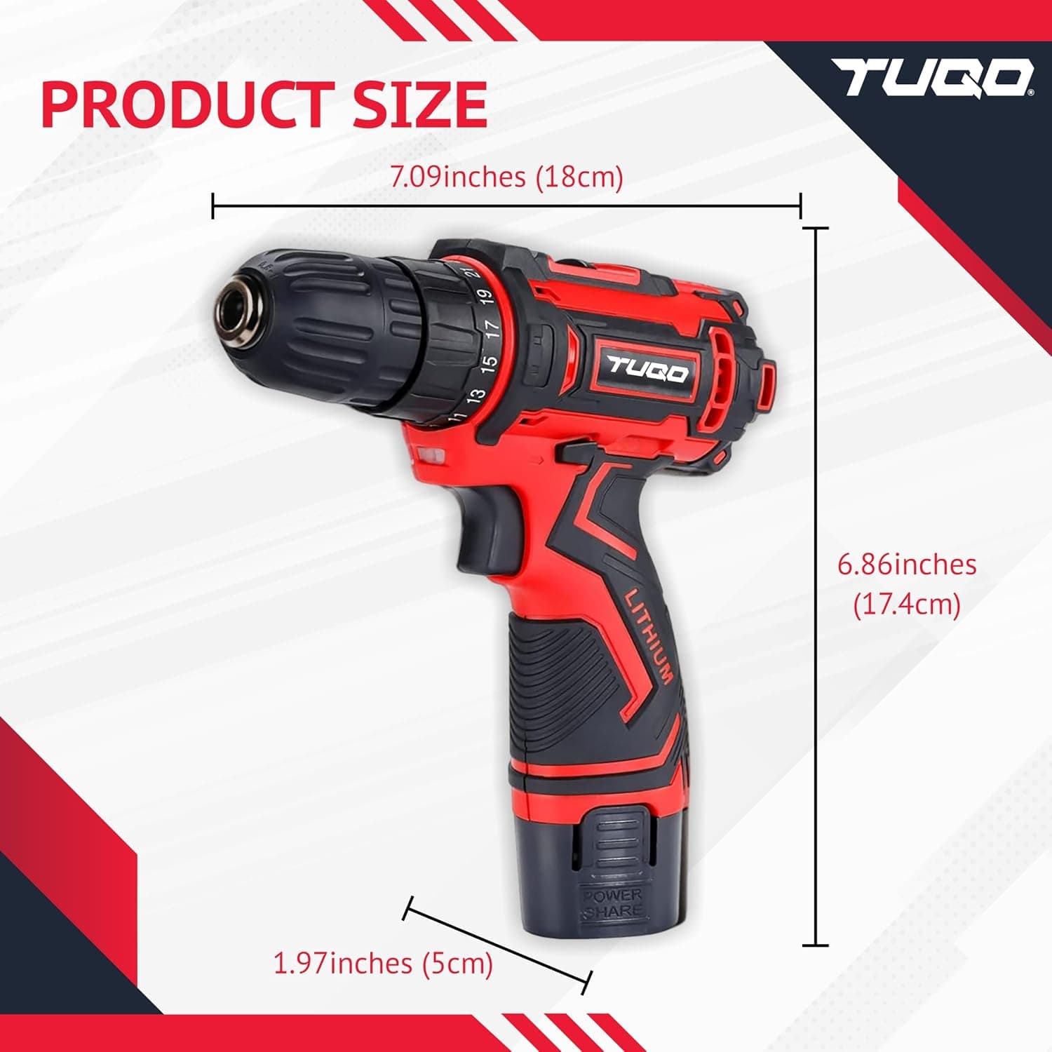 TUQO Cordless Drill AS120 | 12V thumbnail 2