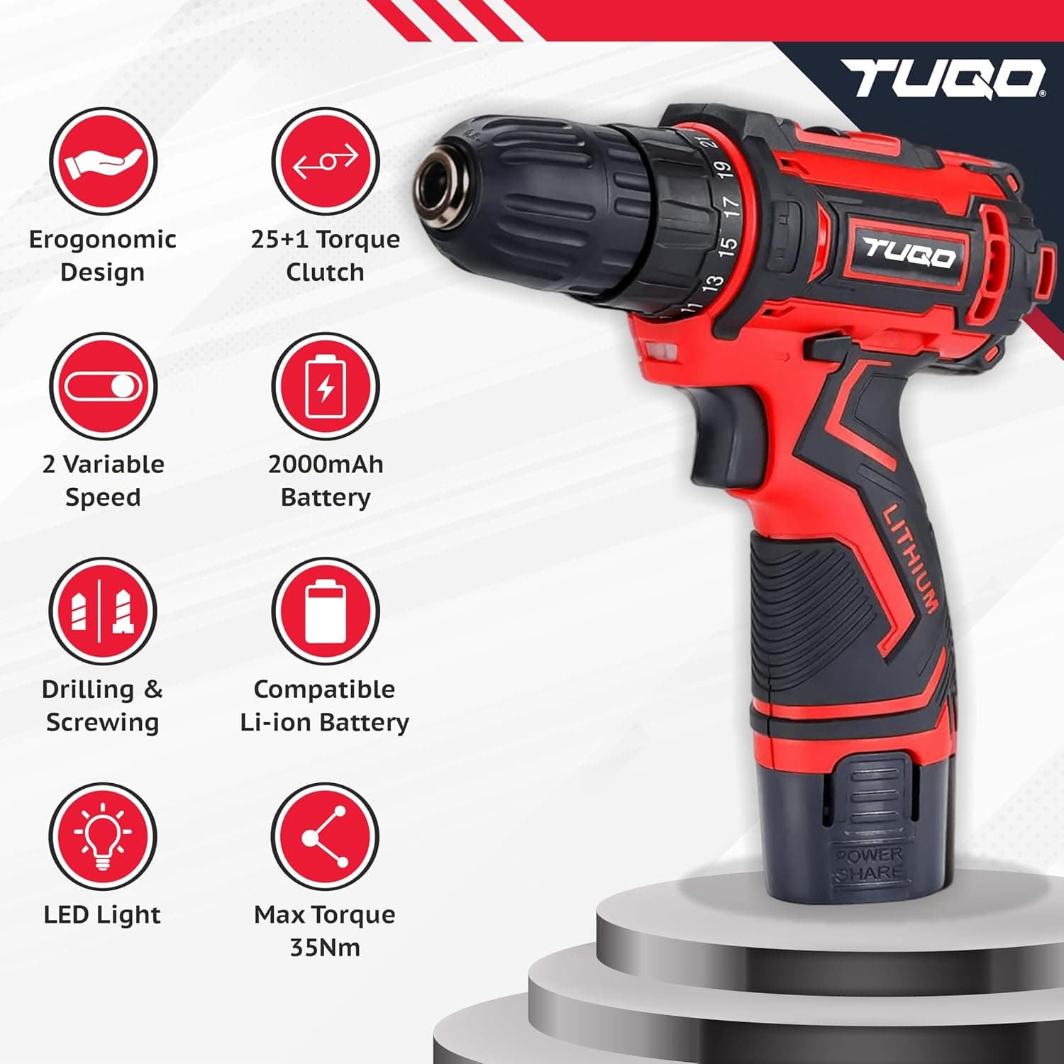 TUQO Cordless Drill AS120 | 12V thumbnail 5