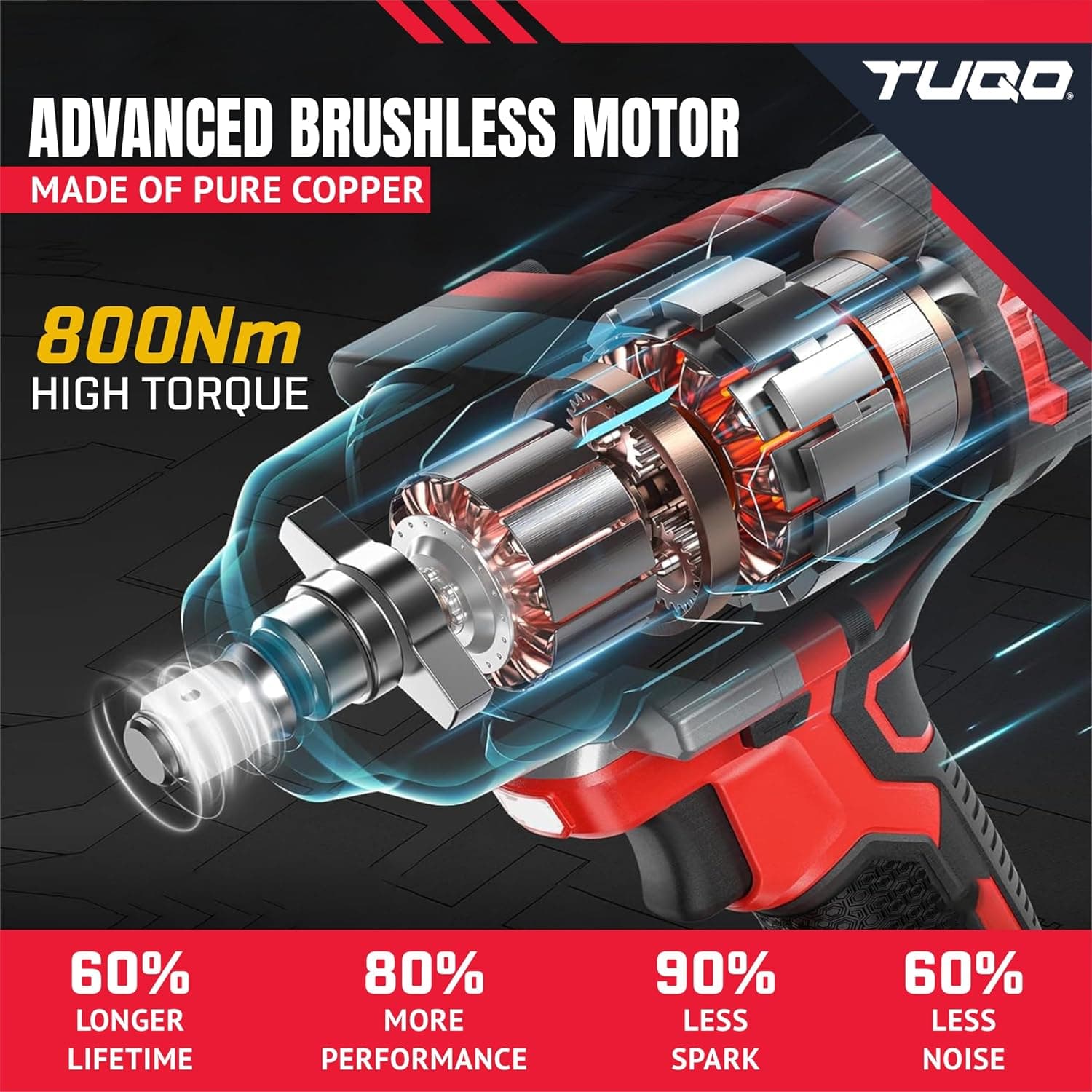TUQO Cordless Impact Wrench AZR210 | 800Nm | 21V thumbnail 4